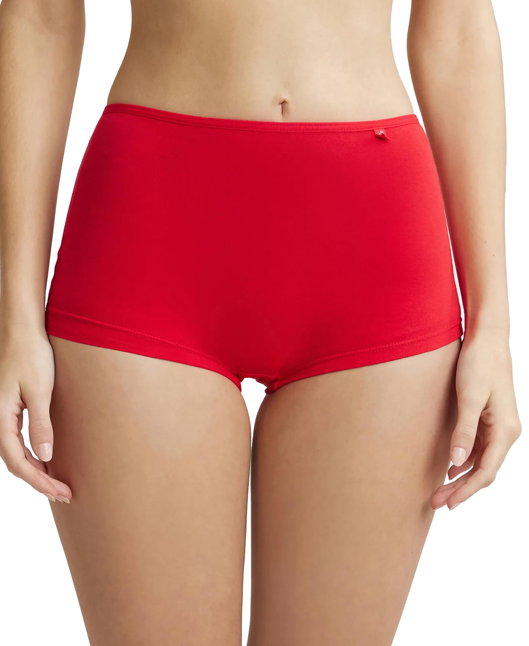 jockey SS04 Women's High Coverage Super Combed Cotton Elastane Stretch Mid Waist Boy Shorts with Concealed Waistband and StayFresh Treatment_Sangria Red_S-picture-20