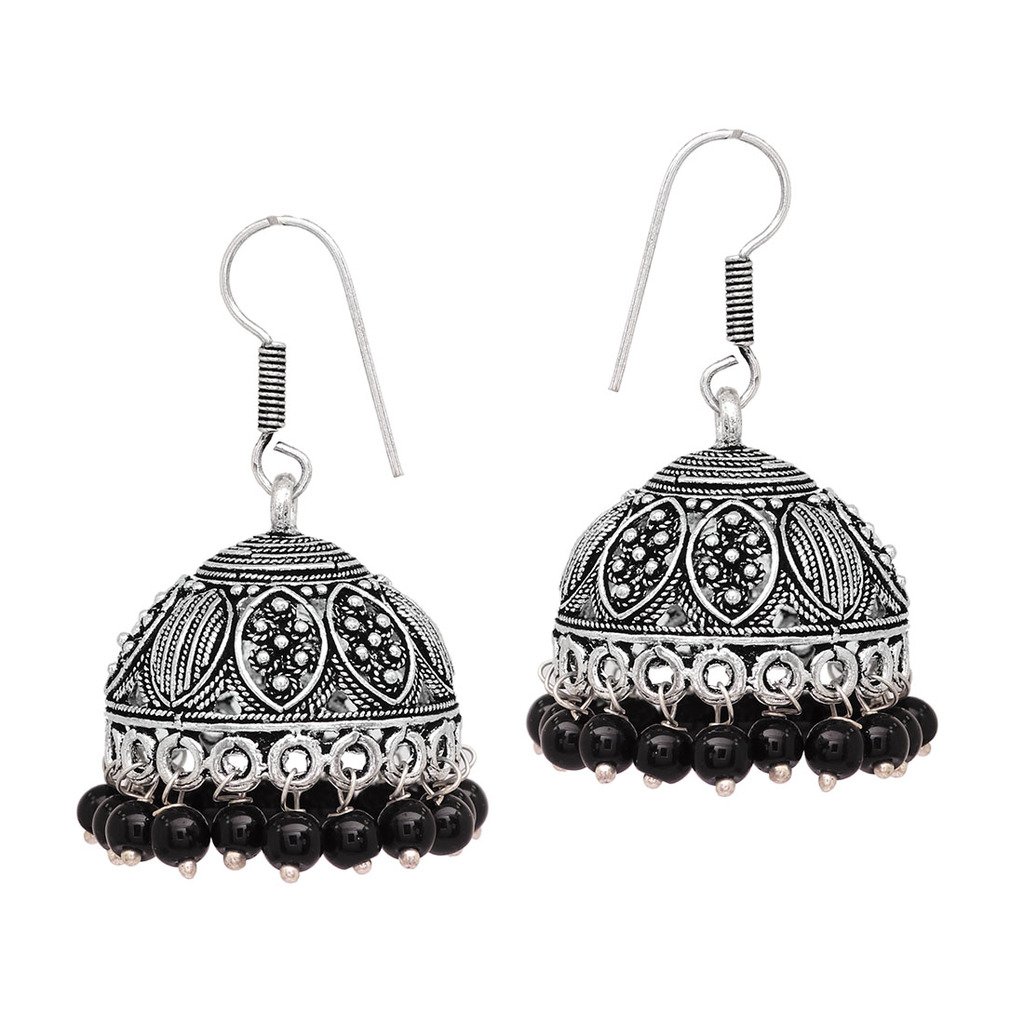V L IMPEX Indian Handmade Black Matel With Black Beads Silver Plating Oxidised Girls Jhumki Jhumka Earring (B071P5TM61) Amazon Price History, Amazon Price Tracker