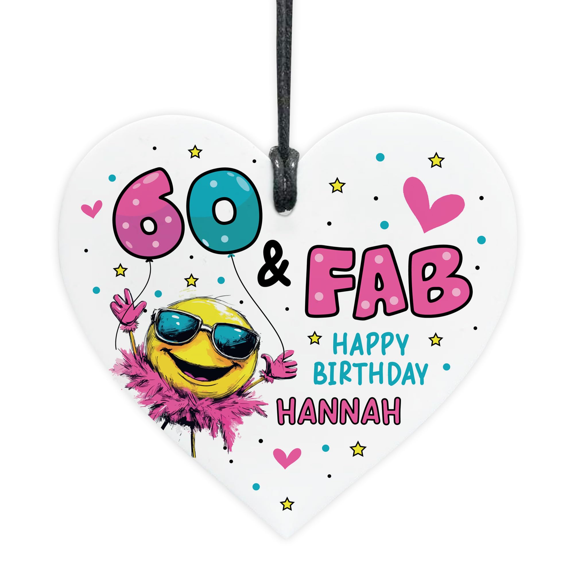 Red Ocean Personalised 60th Birthday Gift For Women Hanging Heart 60 And Fab Funny 60th Birthday Gifts For Mum Nan Auntie Best Friend Sister Her