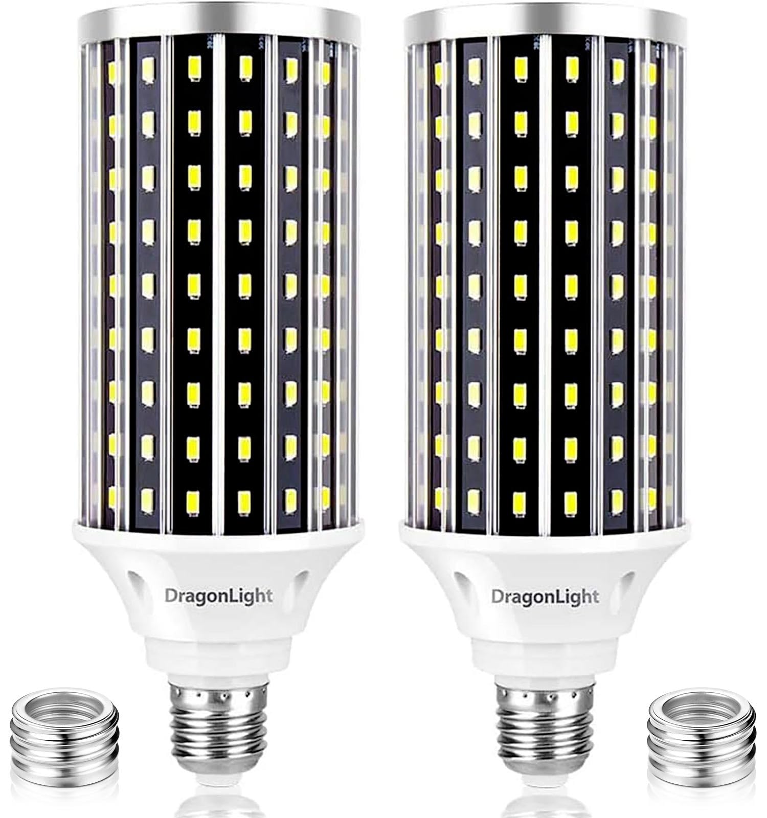 DragonLight Bombillas 50W LED superbrillantes de (equivalente a 350W) – E27/E40 Edison LED Bombilla–6000K blanco frío 5000 lúmenes para iluminación comercial–Garaje taller oficina patio (pack de 2)
