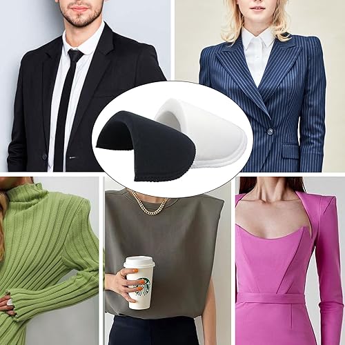 Miniatura 5 de Juego de 4 pares de almohadillas de espuma de costura, almohadilla de hombro de esponja para mujeres y hombres, blazer de traje, chaqueta, vestido,
