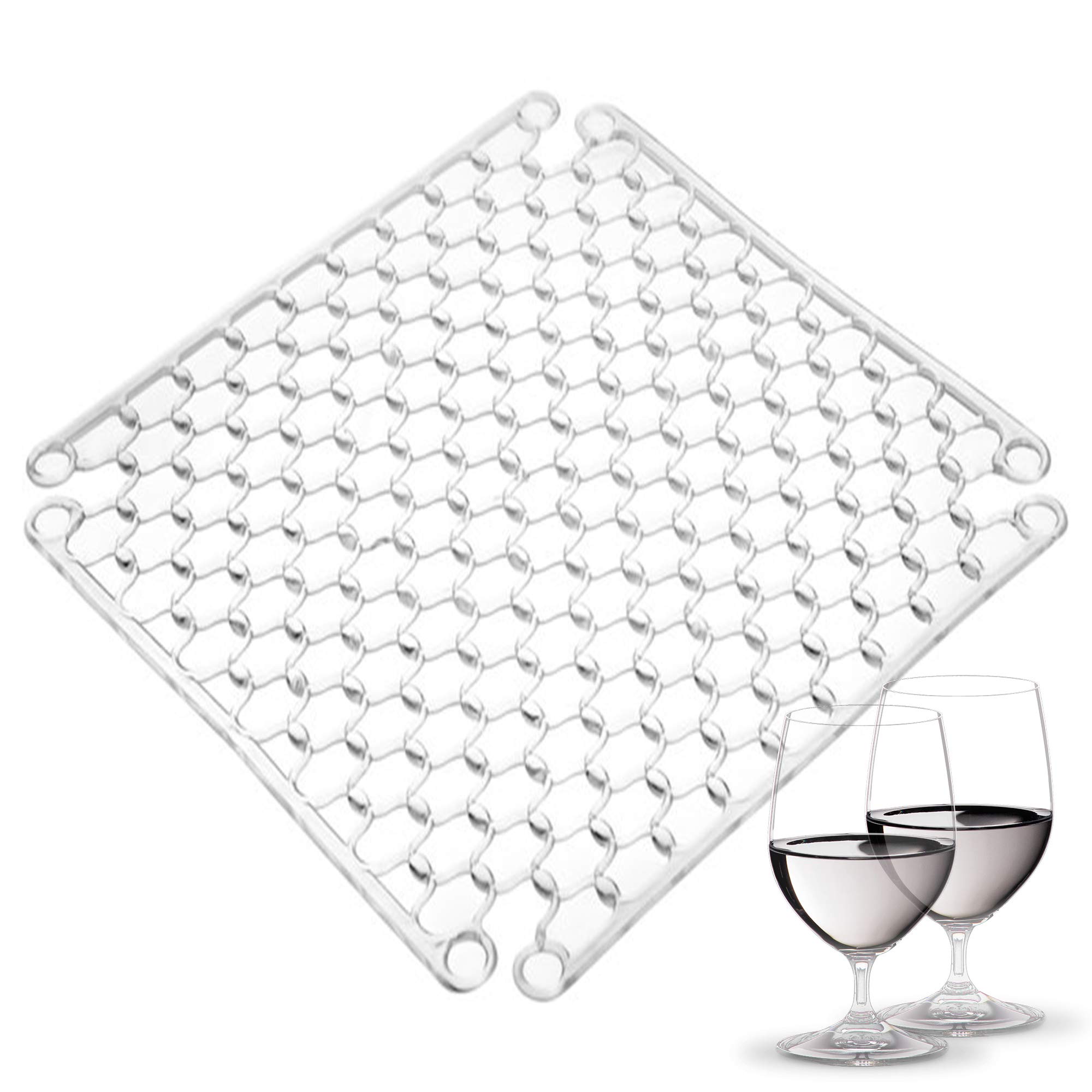 Kuchengerate Adjustable Clear Kitchen Sink Dish Drying Grid Mat 12.6
