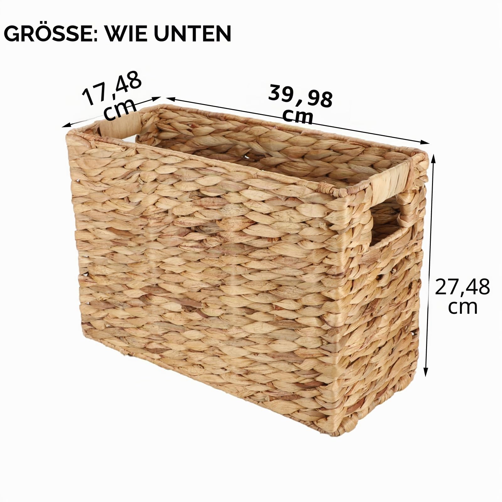 YAHUAN Natürliche Wasserhyazinthe Aufbewahrungskorb mit integrierten Griffen, Treppenkorb, Zeitschriftenkorb, große Weidenkörbe zur Aufbewahrung, Organisation von Wäsche zu Hause (Wasserhyazinthe)