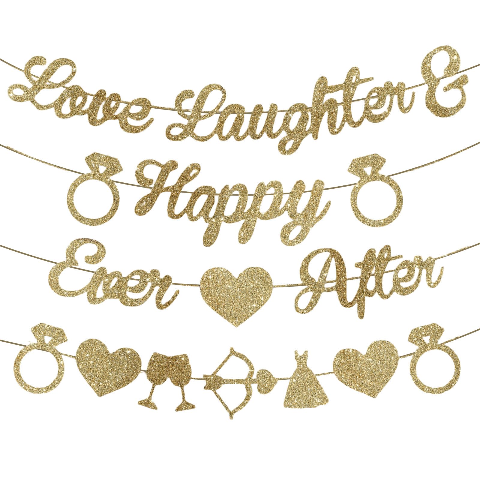 VGRDTW Wedding Decorations, Just Married Decorations, Just Married Banner, Champagne Gold Banner Bridal Party Sign, Elegant Wedding Reception Decor, Photo Backdrop Decoration