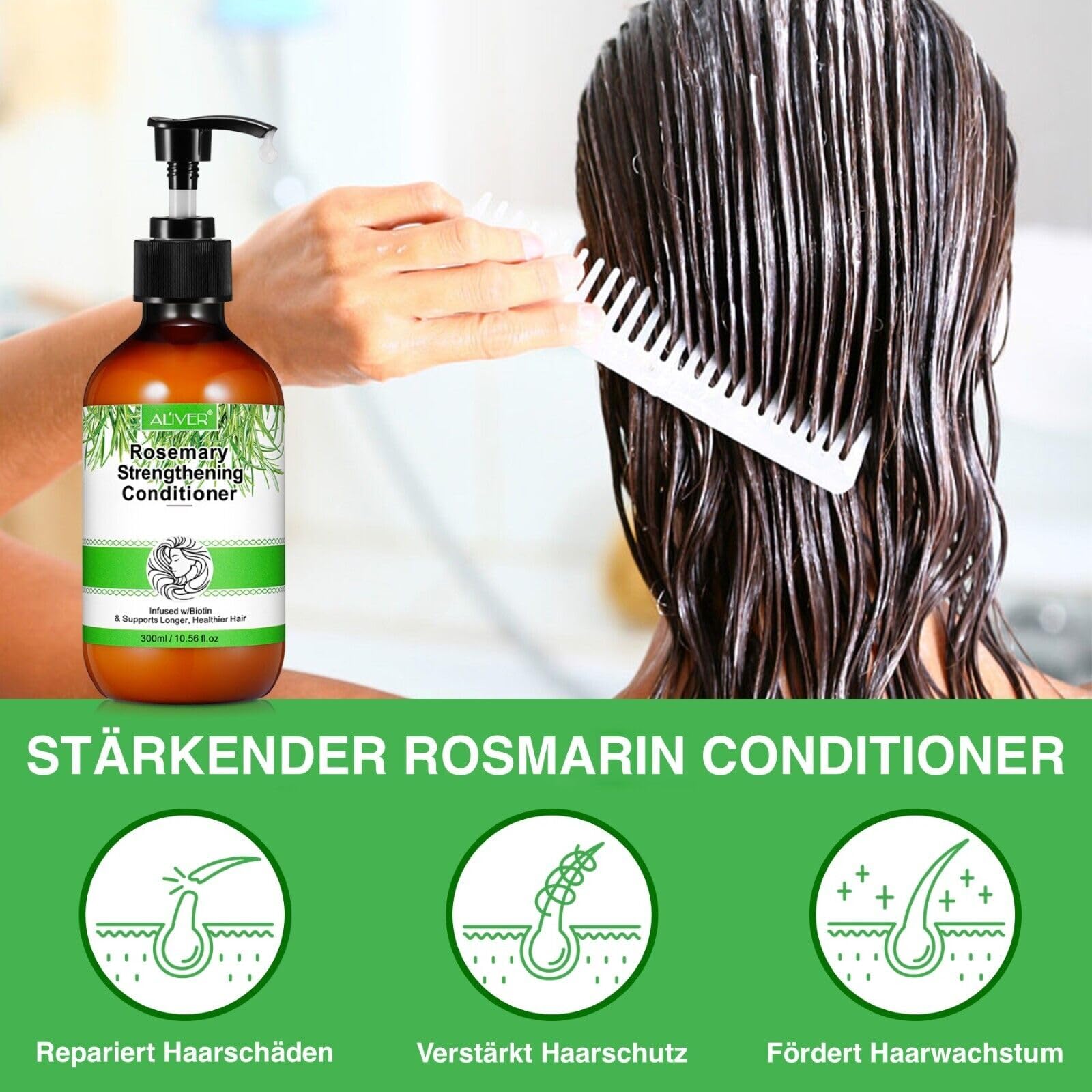 P-Beauty Rosmarin Haarpflege Set2 - Haarmaske 60g, Rosmarinöl 60ml, Shampoo 300ml & Conditioner 300ml, für Haarwachstum & Kopfhaut | Haarpflegekur, Haarpflegeöl, Stärkungsshampoo, Haarspülung Set