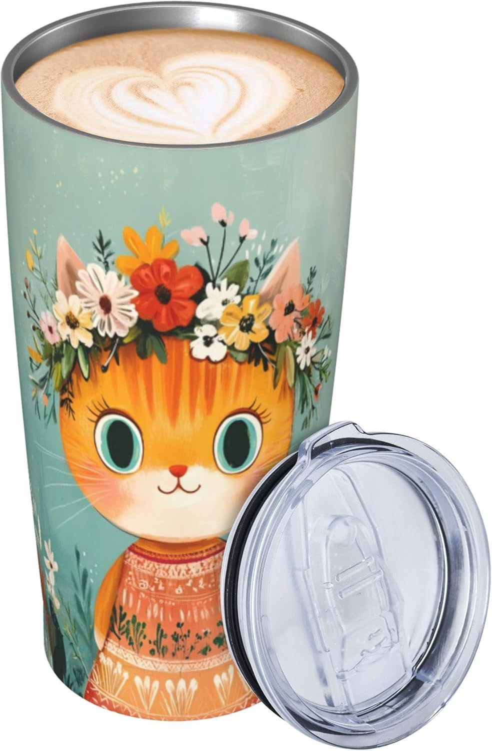 Cat Tumbler with Lid and Straw 20 oz Stainless Steel Insulated Tumbler Coffee Cup for Christmas Birthday Gifts - Image 2