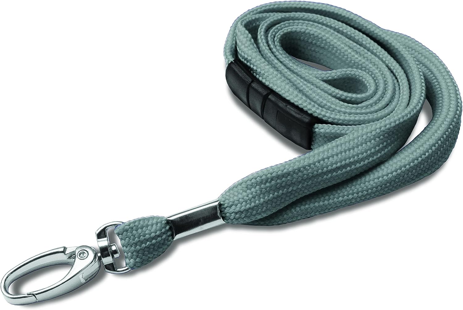 Identity-Plus: Metal Lobster Clip Lanyard Neck Strap with Safety Breakaway - Tubular (Grey, 10 pcs)