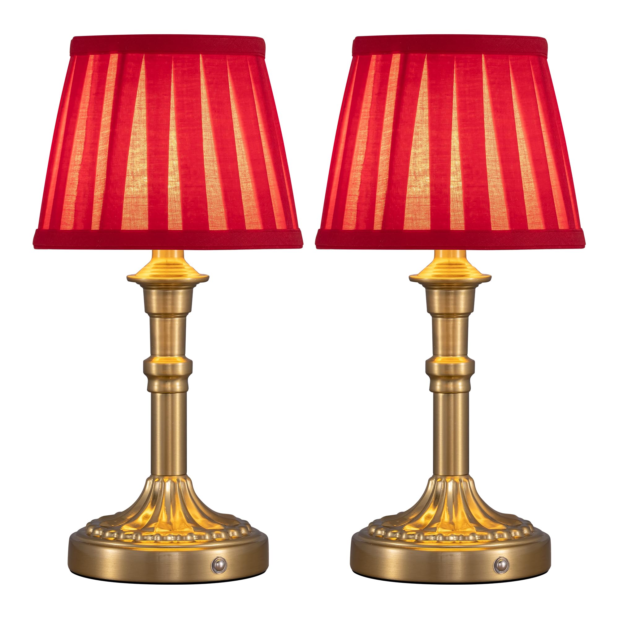 Set di 2 lampade da tavolo senza fili, piccola lampada da tavolo a LED con paralume in tessuto e batteria, lampada da comodino dimmerabile a tocco continuo per soggiorno, sala da pranzo