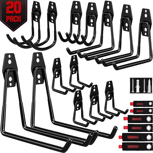 20 Pack Heavy Duty Garage Storage Hooks with Extension Cord