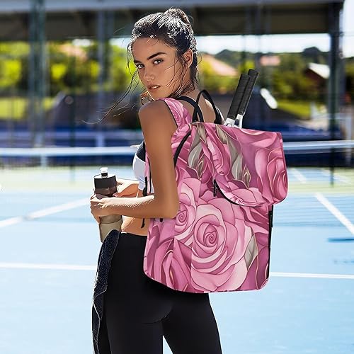 Miniatura 7 de Bolsa deportiva de tenis para mujer, grande, resistente, rosa, rosa, para raquetas de bádminton, para mujeres y hombres, bolsa para raquetas de