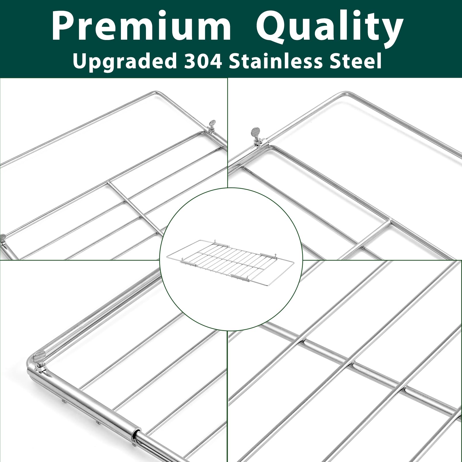 Estante de horno para piezas de la gama del horno, juego de utensilios de cocina universal ajustable de acero inoxidable de 14 a 24 3/5 pulgadas, estante de alambre, 1 unidad