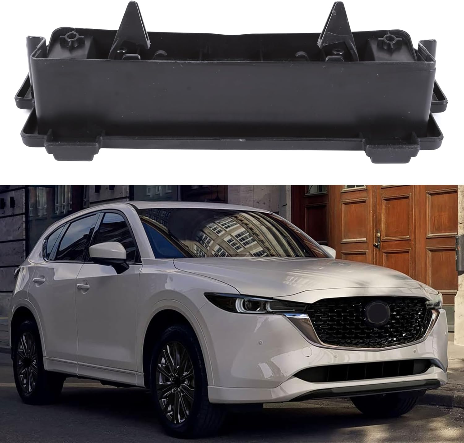 Front Bumper License Plate Frame Bracket ABS Tag Holder Compatible with Mazda CX-5 2017 2018 2019 2020 2021 Part Replacement for KB8A50170/MA1068114