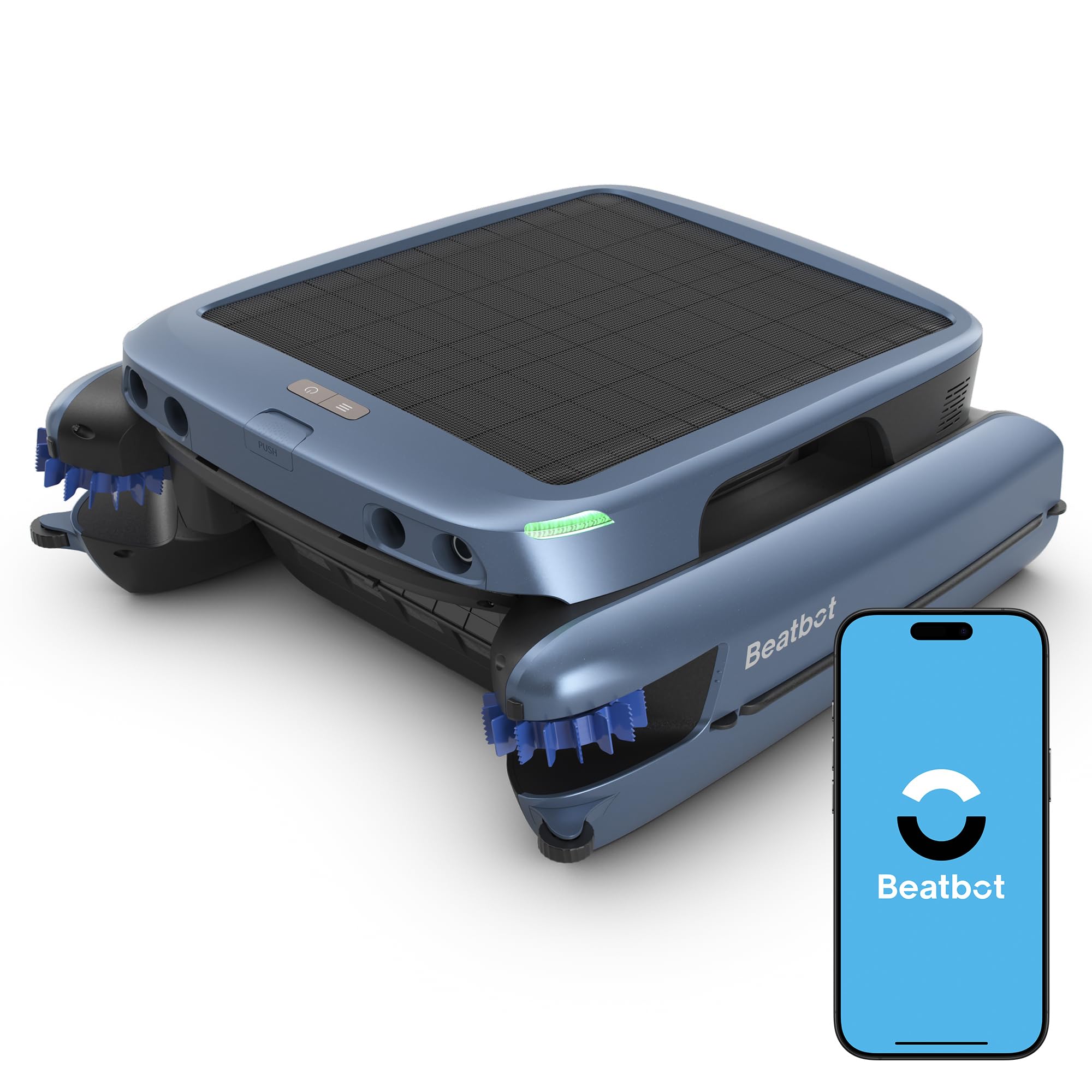 BeatbotiSkim Ultra Solar Powered Robotic Pool Skimmer, Pool Surface Cleaner Robot, Dual Charging Options, Water Clarification, Edge & Corner Cleaning, S-Path Optimization, App Control, Ice BlueCarbonfree Certified