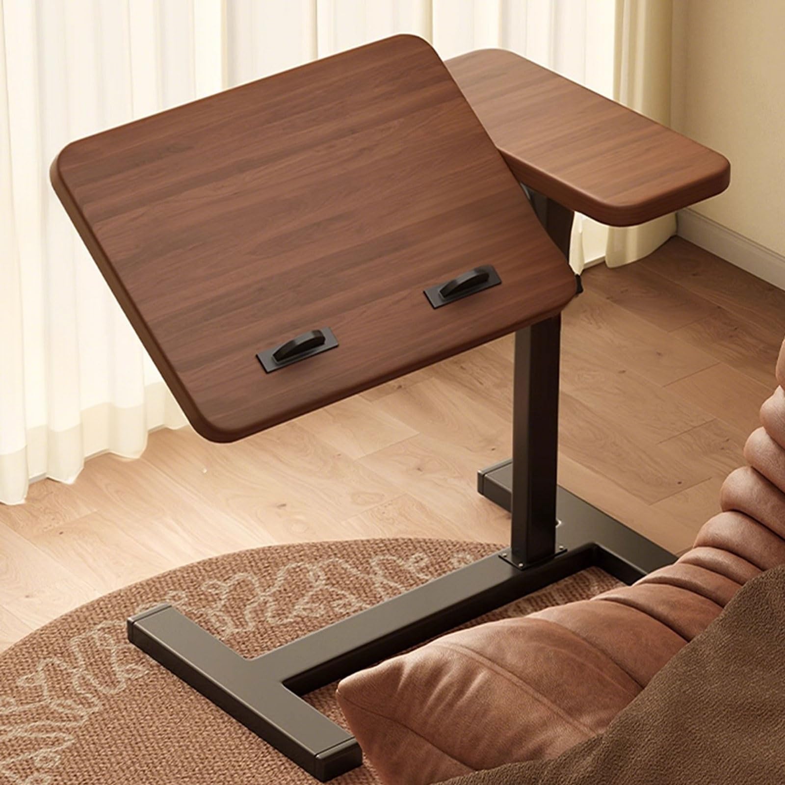 Escritorio móvil de Altura Ajustable, Mesa Auxiliar inclinable para Cama con Ruedas Ocultas, Escritorio para portátil de pie, Mesa Auxiliar para sofá, mesas con Ruedas para el hoga