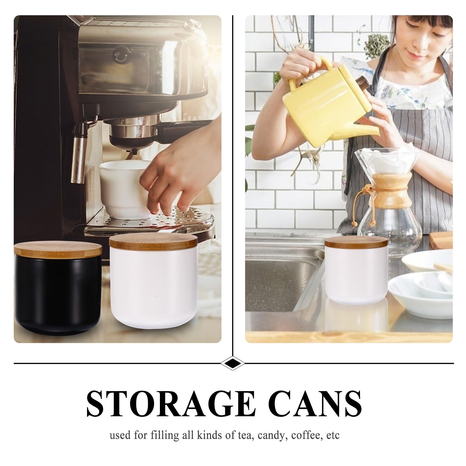 Uonlytech Barattoli Ermetici Contenitori Leggeri e Portatili in Ceramica 2 Pezzi Design Decorativo per Foglie di Tè e Alimenti Secchi per Cucina e Dispensa