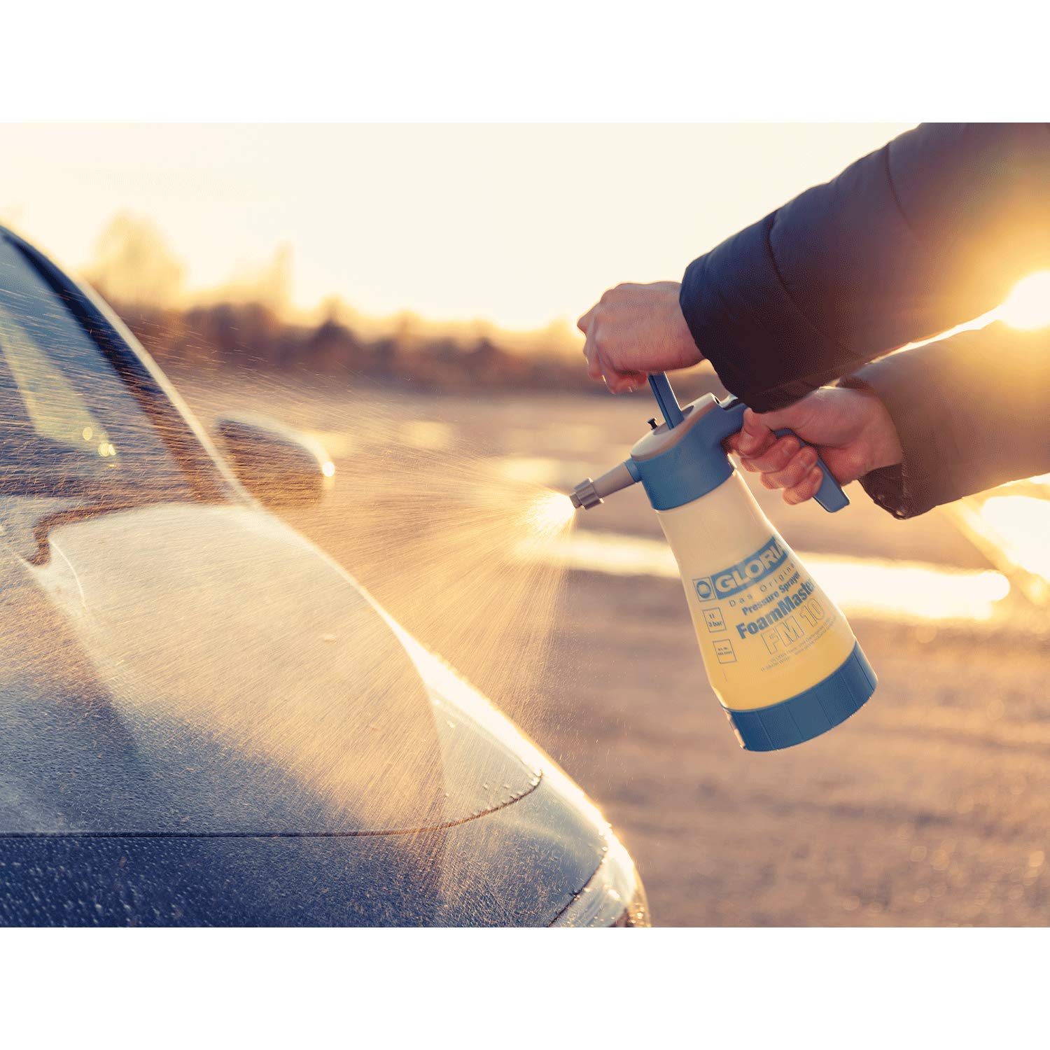 detailmate Auto Vorwäsche Set: ValetPRO pH-neutral Snow Foam 1 Liter + Gloria Foam Master FM10 Schaumsprüher 1 Liter + 3in1 Chenille Waschhandschuh + Griffin Messbecher 150 ml skaliert