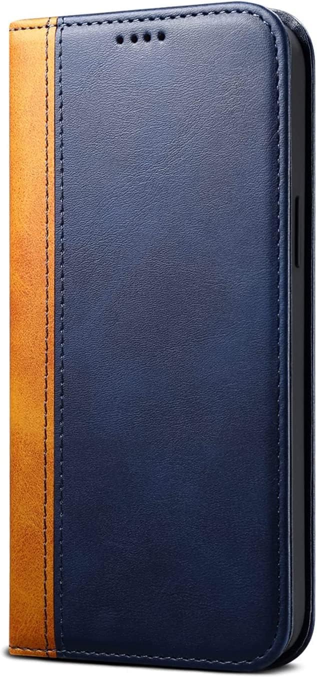 Wallet Case for iPhone 14/14 Plus/14 Pro/14 Pro Max, PU Leather Flip Magnetic Closure Phone Cover with Card Holder Stand Function TPU Inner Shell (Color : Blue, Size : 14)