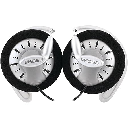 Koss KSC75 Portable Stereophone Headphones, Single, Standard Packaging White/Gray