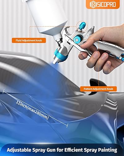 Miniatura 3 de HVLP - Pistola pulverizadora de pintura, pulverizador de pintura de aire para pintura de casas, automóviles, pistolas de pintura automotriz,