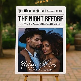 Custom Wedding Welcome Sign, Personalized Night Before Poster with Couple Photo and Date, Unique Engagement Party Decoration, Rustic Bridal Reception Ceremony Board