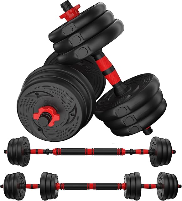 Adjustable Weight Set 20KG Dumbbells Set Barbell Kettlebell Weight Set with Connecting Rod, Weight Lifting Free Dumbbell for Home Gym Fitness Equipment Strength Training Workout Set(UK Stock)