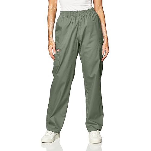 Dickies EDS Signature Scrubs for Women, Elastic Waist Pull-On Cargo Pants for Women in Soft Brushed Poplin 86106