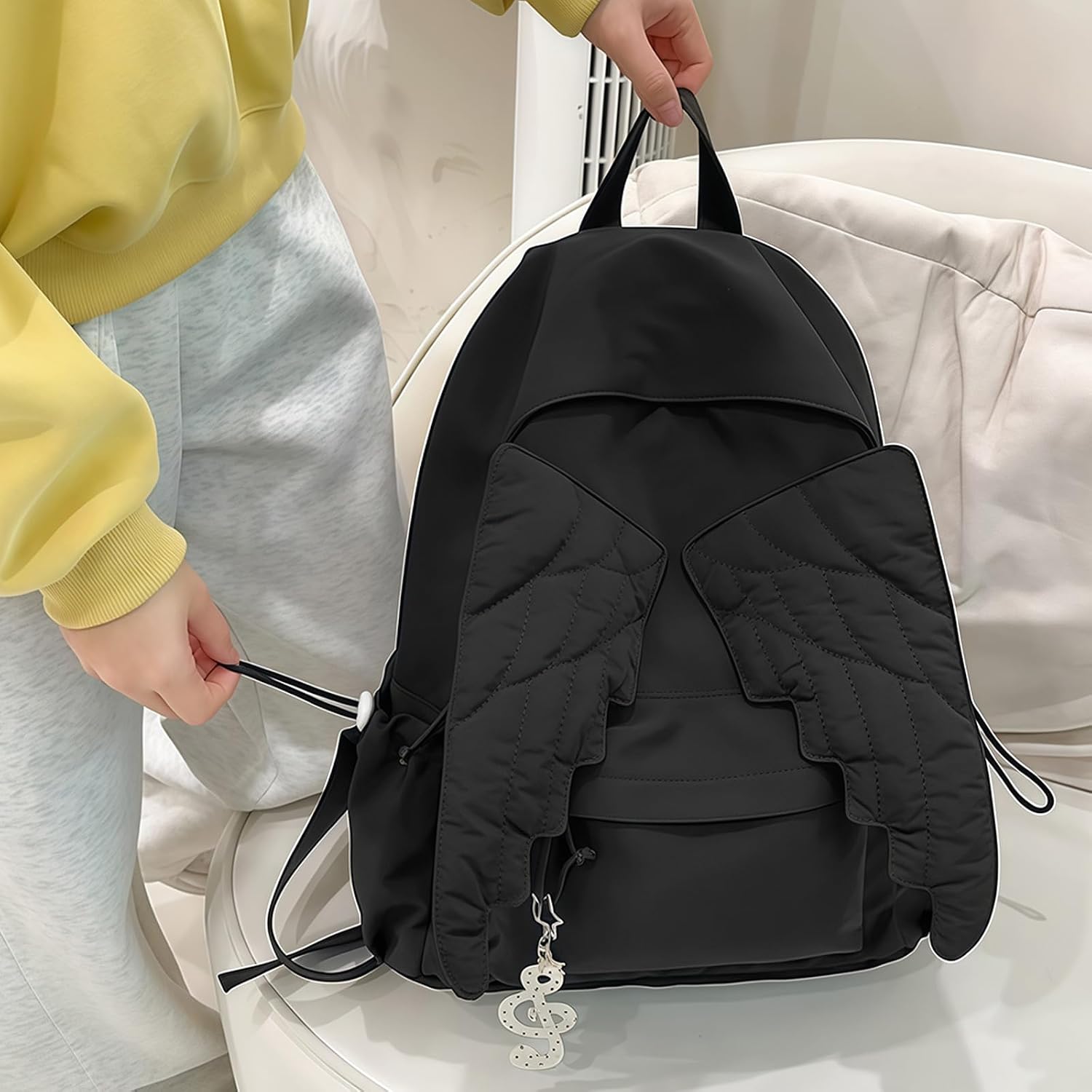 Spacious Wing Themed Daypack Practical Nylon Bag Roomy Interior Ergonomic for Everyday Carry Travel Backpack image 2