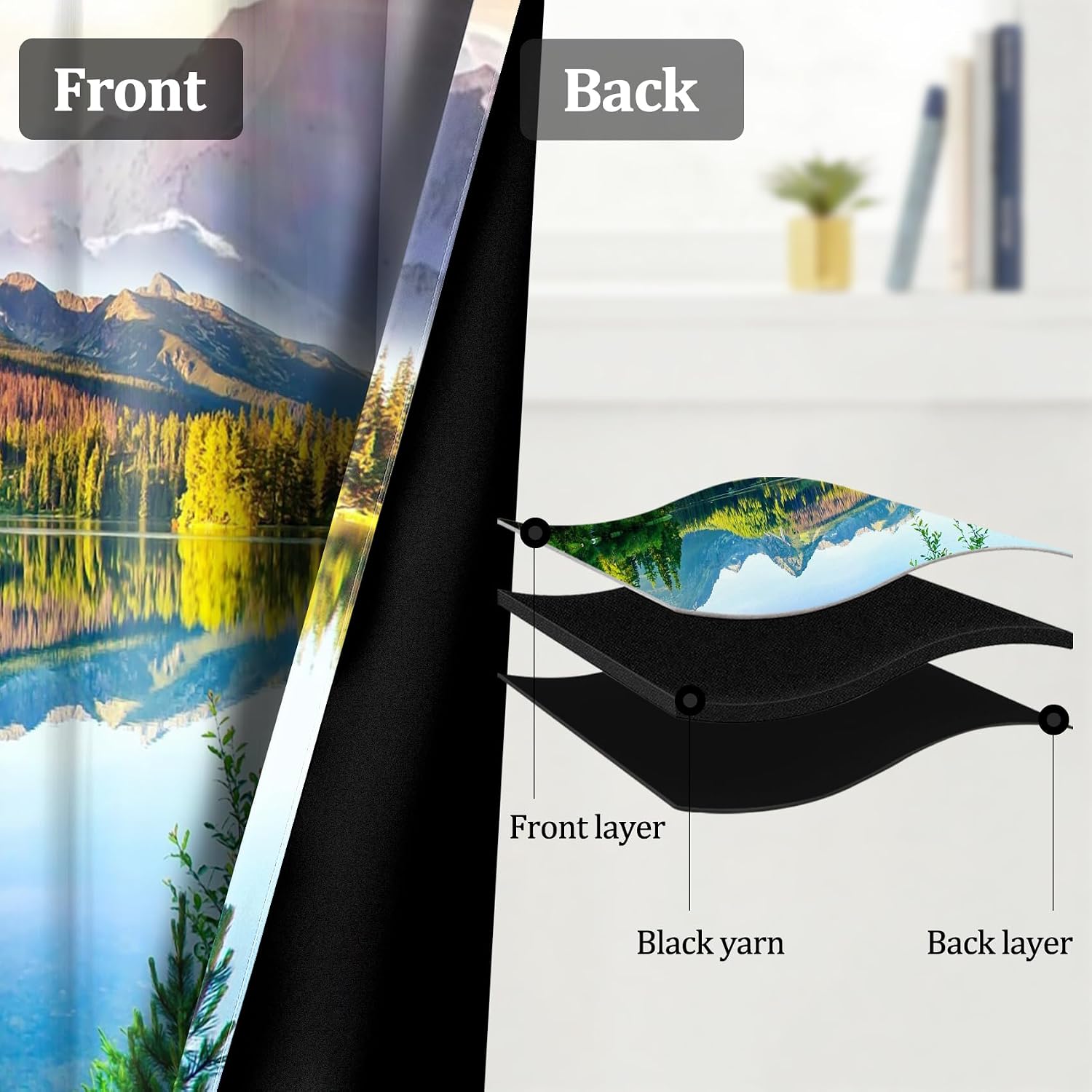 Nature Landscape Blackout Curtains Mountain Lake Sunrise Scenery Living Room Drapes Room Darkening Curtains Panels for Bedroom with Grommets,2 Panels,Each W42 xL63