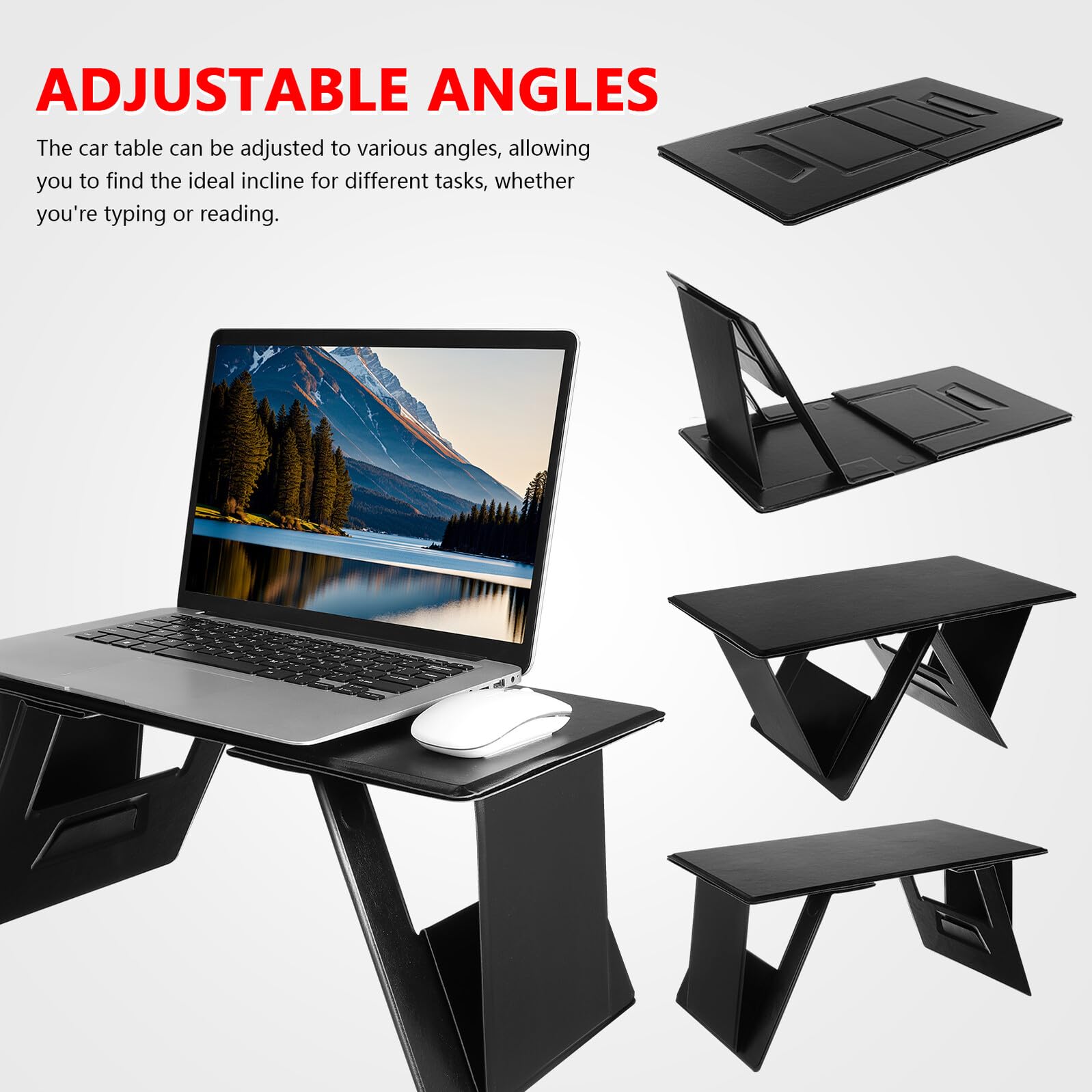 Mipcase Scrivania Pieghevole Portatile per Laptop con Supporto Regolabile e Antiscivolo Tavolo Auto e Letto Compatto Leggero e Salvaspazio per Viaggi e Spazi Ridotti Dimensioni Nero