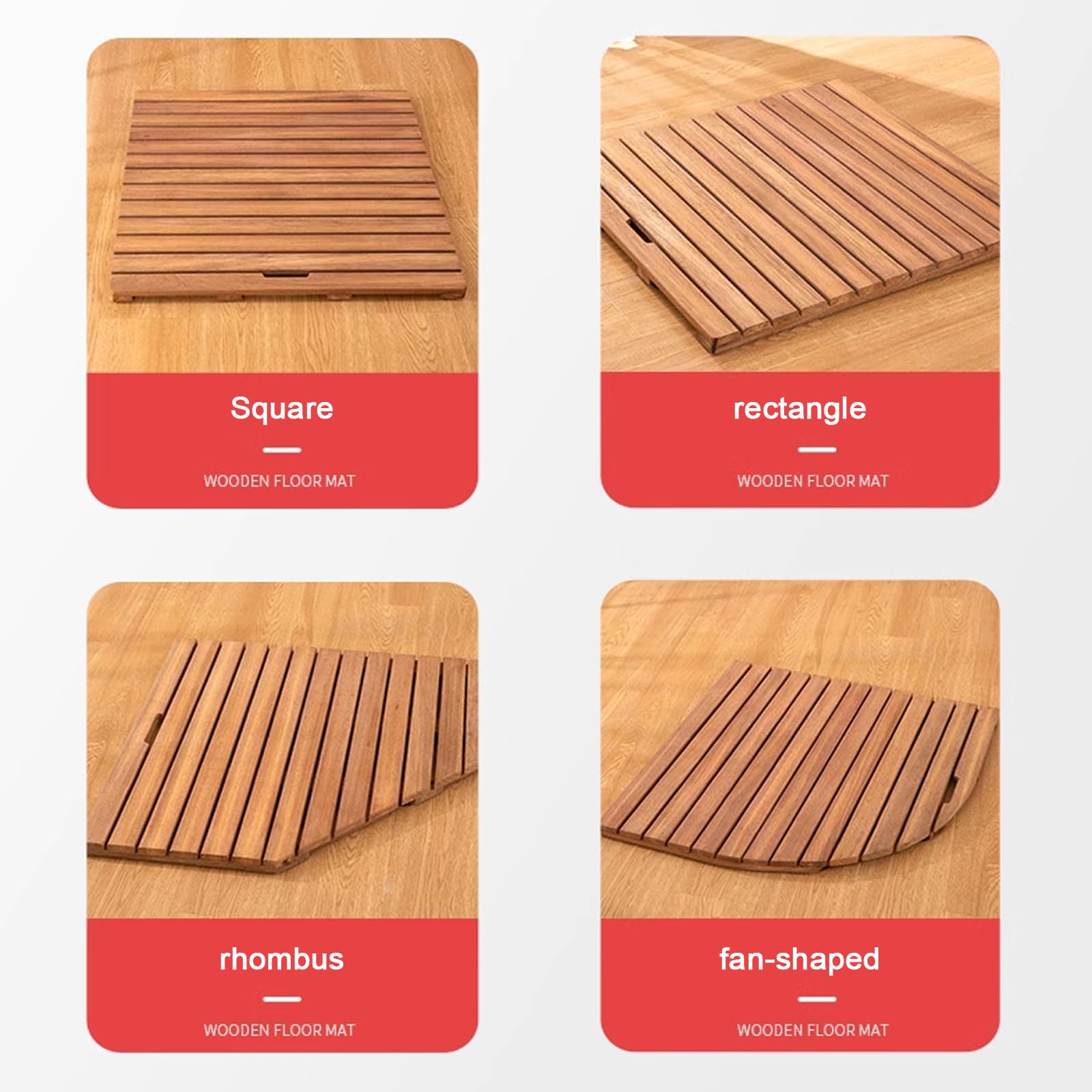 Alfombrilla de baño de bambú antideslizante personalizable para ducha, almohadilla de ducha de madera natural con asa, patas antideslizantes, 40 x 65 cm, accesorio de baño seguro y elegante