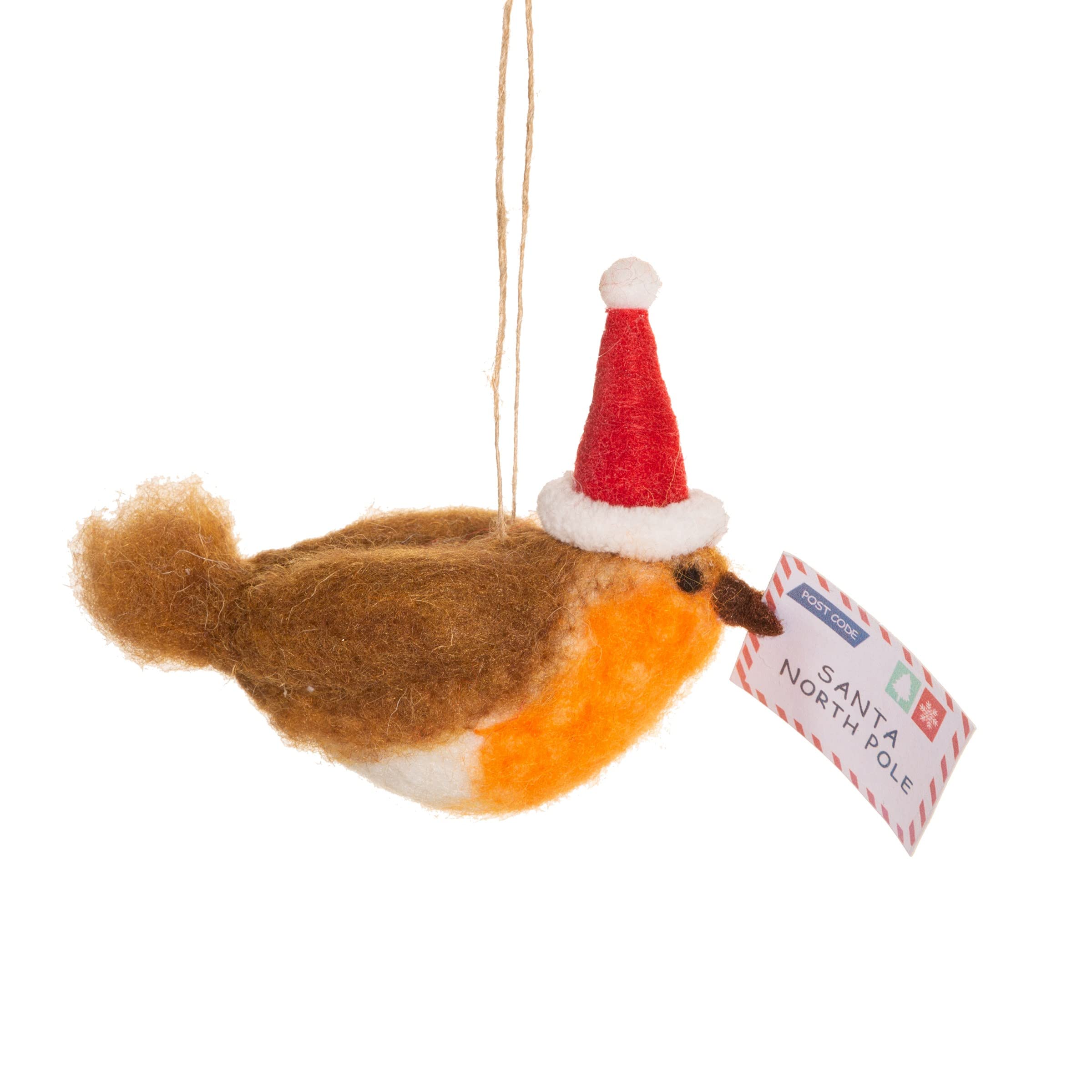 Sass & Belle Berry Robin With Letter To Santa Felt Decoration