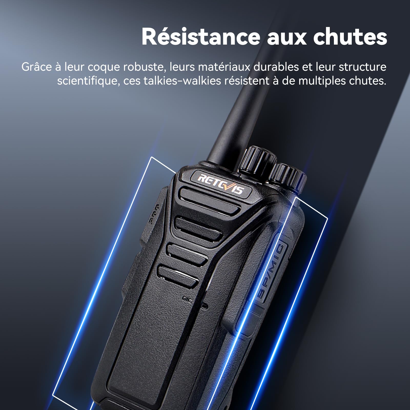 Retevis RT27 Talkie Walkies Professionnel, Longue Portée Talkie -Walkie Rechargeable avec Chargeur à 6 RMR 446 sans Licence, Radio Bidirectionnelle pour Camp Sécurité, Fabricant (6 Pièces)