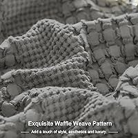 Vista 6 de PHF - Paquete de 2 fundas de almohada de 100% algodón, punto gofre, sin relleno, elegantes fundas decorativas para cama, sillón y sofá, 26 x 26