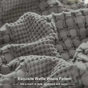 PHF 100% Cotton Waffle Weave Pillow Covers 24 x 24, 2 Pack Luxury Square Shell for Elegant Home Decor, No Filling, Luxury Aesthetic Soft Pillow Covers for Bed, Dark Grey