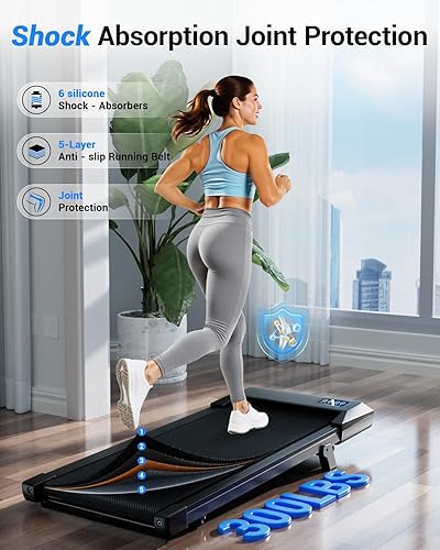 Miniatura 5 de DeerRun Under Desk Walking Pad Treadmill with 6% Manual Incline, 0.6-3.8 MPH Walking Speed, 2.5 HP, 300 lb Capacity, App & Remote Control, for Home