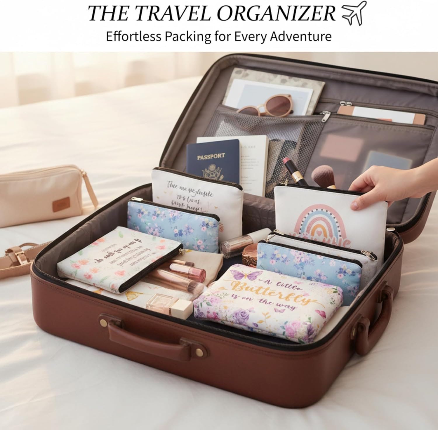 8PC Christian Makeup Bags Set with Bible Verses, Inspirational Cosmetic Pouches for Women, 8 Designs in 3 Sizes (19x14cm, 21x15cm, 22x17cm), Religious Christmas Presents - Image 6