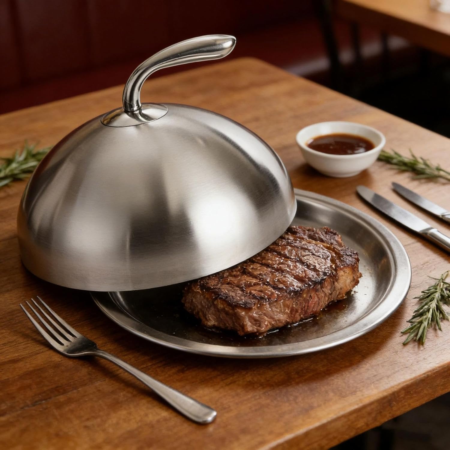 Stainless Steel, Serving Plate Cover, Multifunctional, Portable, Practical Protection for Parties, Silver 32cm