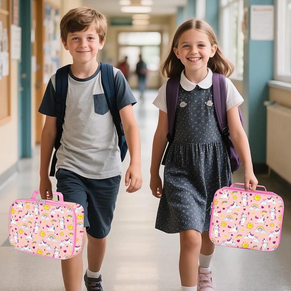 Bolsas de almuerzo con diseño de unicornio para niñas, lonchera aislada para niñas, adolescentes, escuela, trabajo, oficina, viajes, picnic, impermeable, a prueba de fugas, portátil