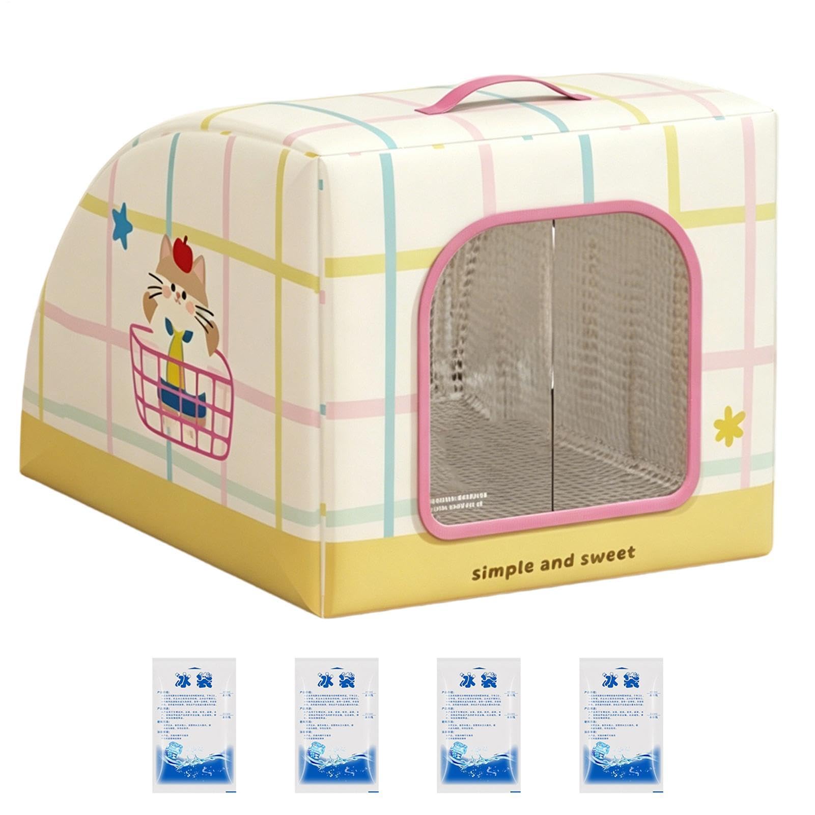 Cooling Cat Bed, Summer Pet House, Portable Insulated Bed With Handle