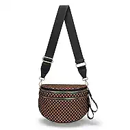 Woven Crossbody Bum Bags for women Fashion Leather Fanny Packs checkered Waist Bag Adjustable Strap Double Zip Chest Bag for Travel
