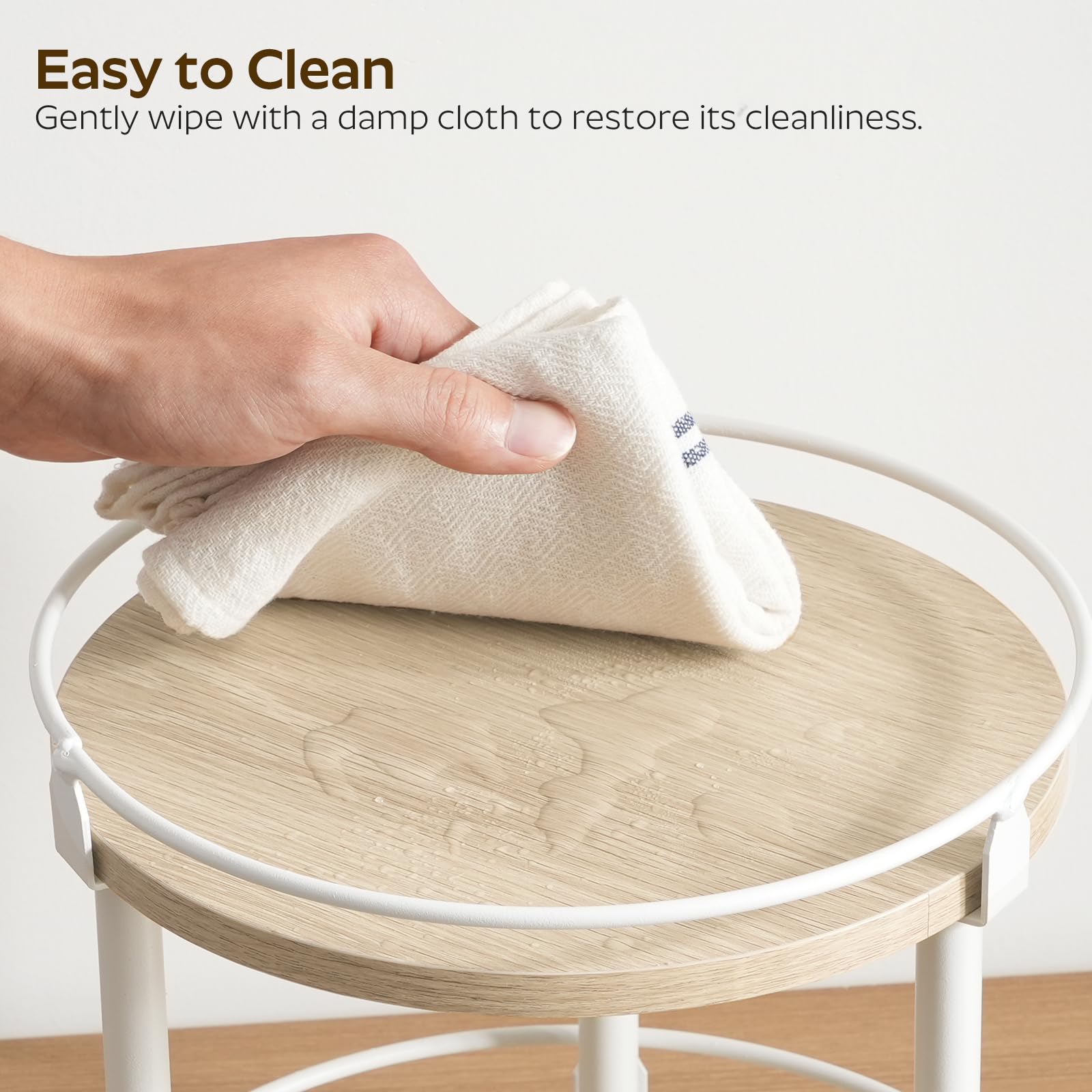 YATINEY Lazy Susan Organizer, drehbares Gewürzregal, 2 Etagen, Gewürz-Drehteller, industrieller Drehteller, Gewürzhalter, für Küchenarbeitsplatte, kompakt und vielseitig, Weiß und helle Eiche SR22WG
