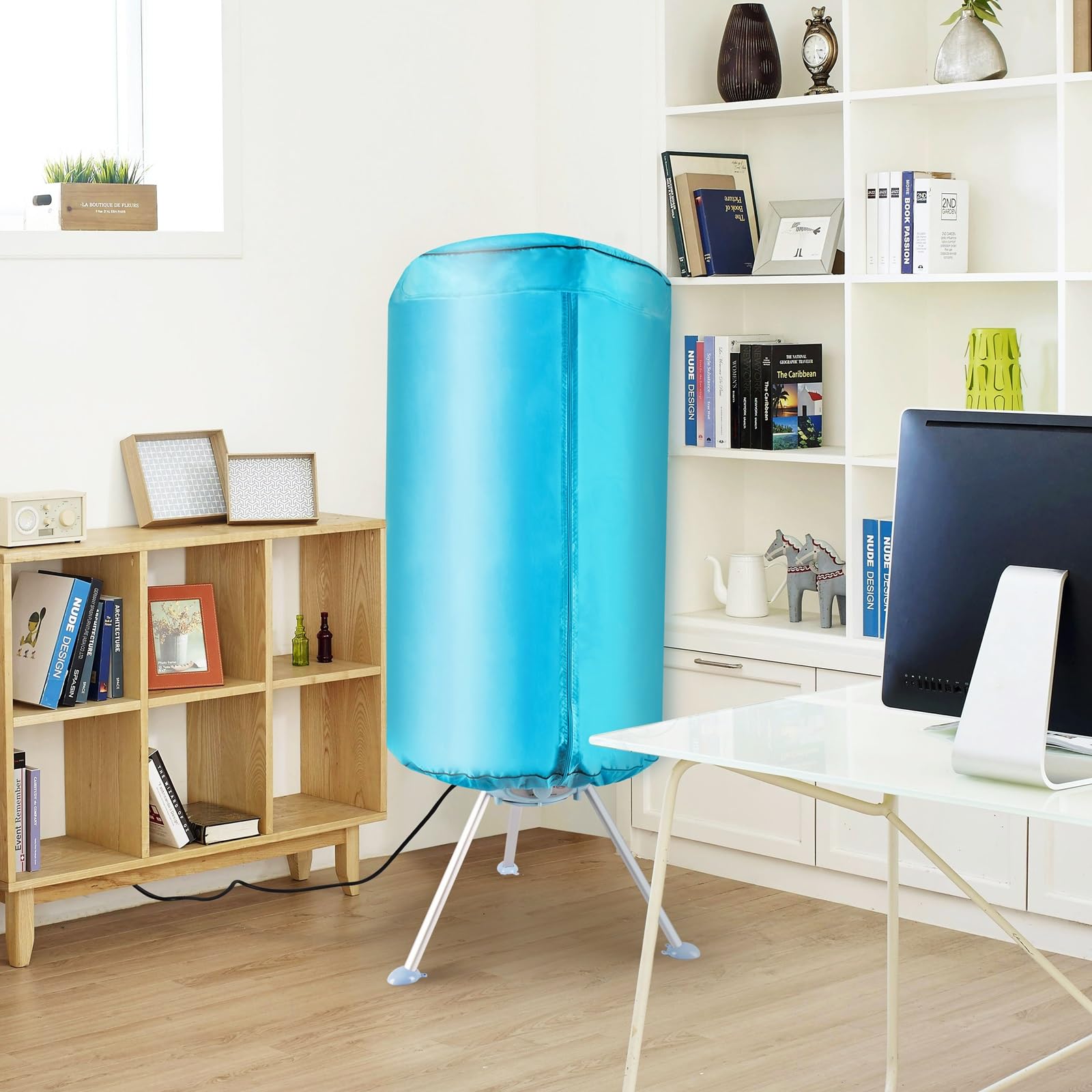 Gr8 Home Electric Heated Airer Pod Clothes Dryer Drying Tripod Laundry Garments Stand Hanging Rack With Zipper Cover