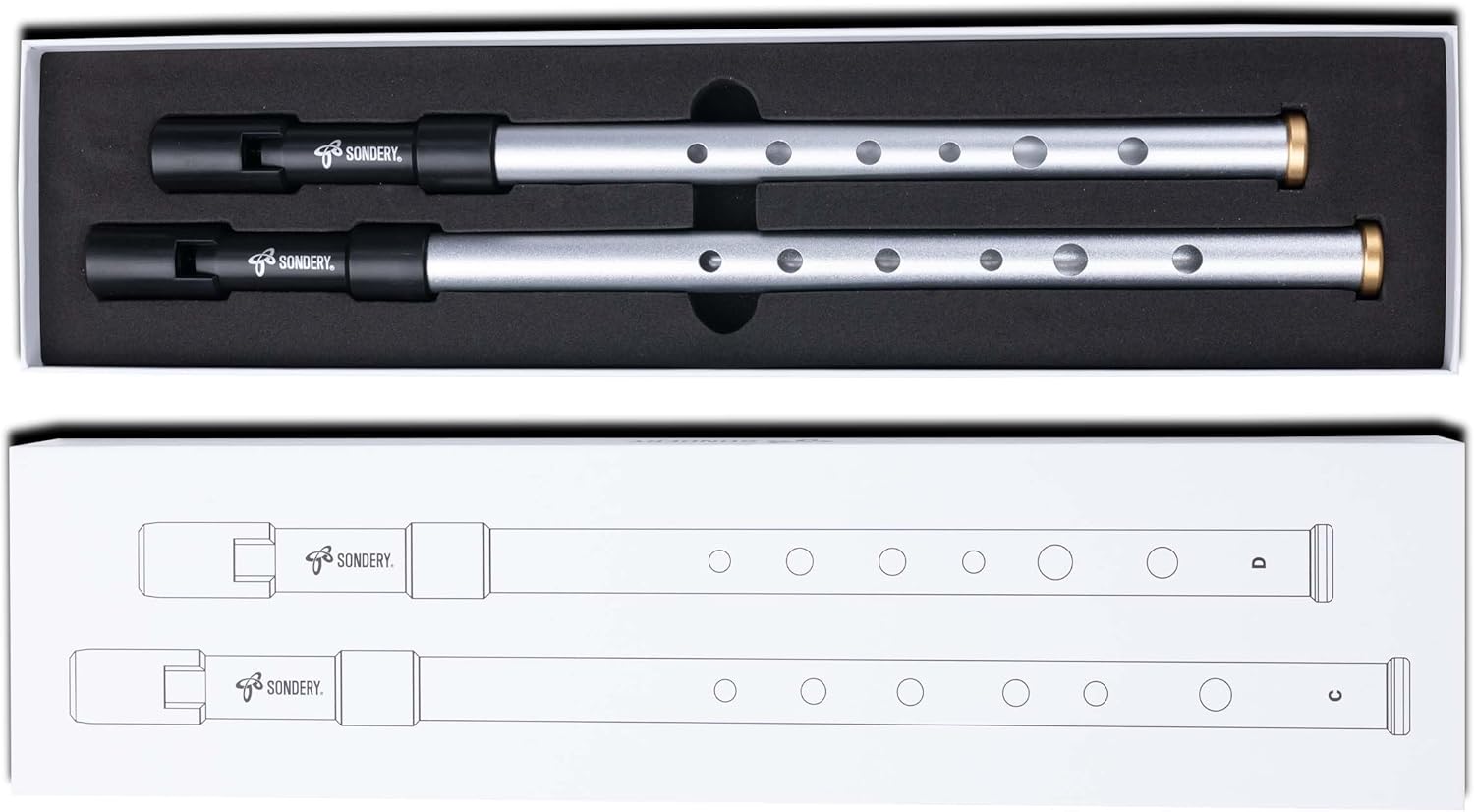 Sondery Irish Tin Whistles Set Key of C and Key of D Made from Aluminum Clear Bright Sound with Crisp Response of Wide Range Octaves Penny Whistles