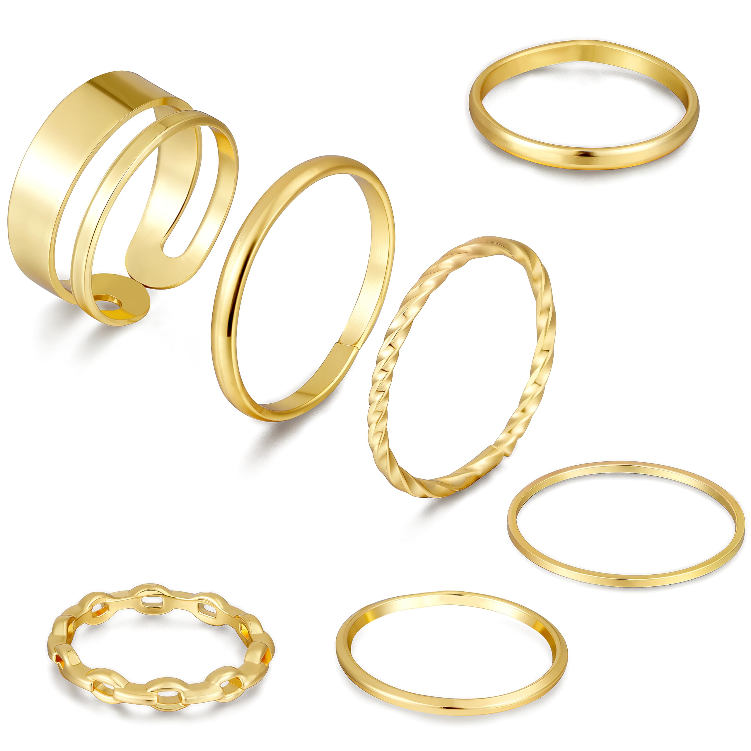 FAXHIONGold Knuckle Rings Set for Women Snake Chain Stacking Ring Vintage BOHO Midi Rings SIze Mixed