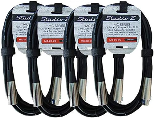 Miniatura 9 de Paquete de 5 cables de micrófono Studio Z de 20 pies, cables XLR de micrófono de baja Z, audio equilibrado macho a hembra, sin oxígeno, cobre