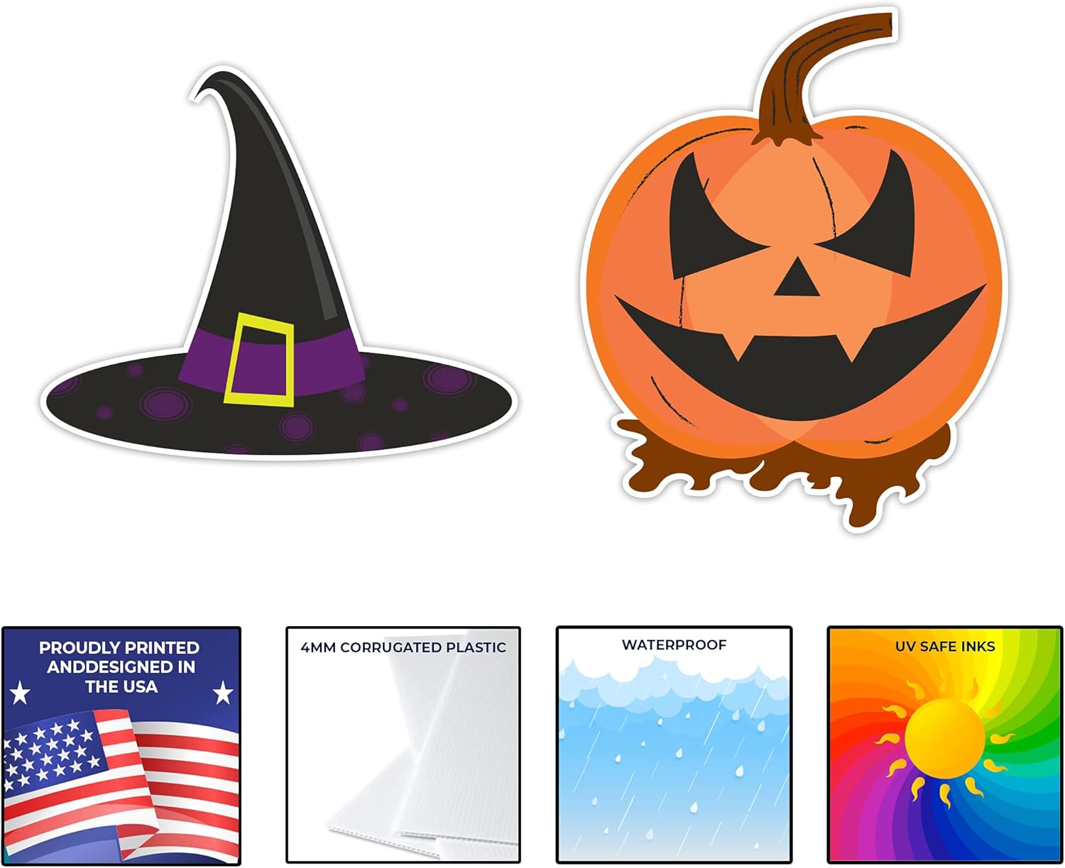 VictoryStore Halloween Decorations Outdoor, Halloween Pathway Markers, Jack O'Lantern and Witch Hats Yard Decorations Includes 20 Stakes, 12757