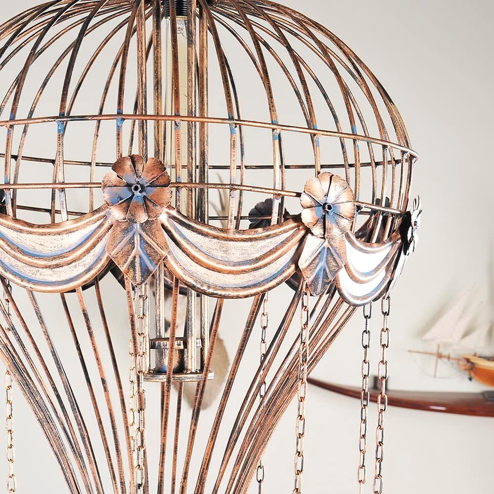 Old Modern Handicrafts Vintage Hot Air Balloon Pendant Light Fixture - Handmade Metal Design with Iron Frame - Rustic Elegance for Your Home Decor - 23 x 23 x 41 inches