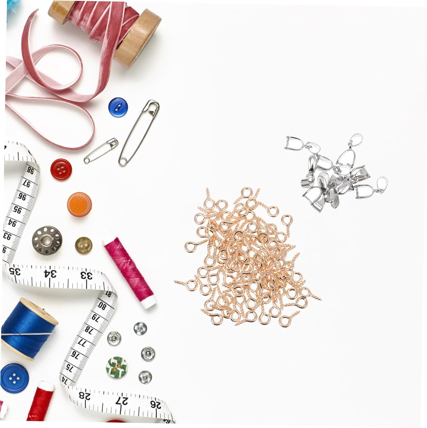 TEHAUX 2sets Alloy Screw Clasps Sheep Eye Epoxy Material for Jewelry Making Easy to Install Eye Screws for Necklaces Bracelets and Ornaments