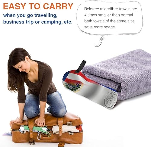 Miniatura 4 de Toalla de playa Half American Half El Salvador con banda, toalla de playa de microfibra suave de 27.5 pulgadas, de secado rápido, absorbente, sin