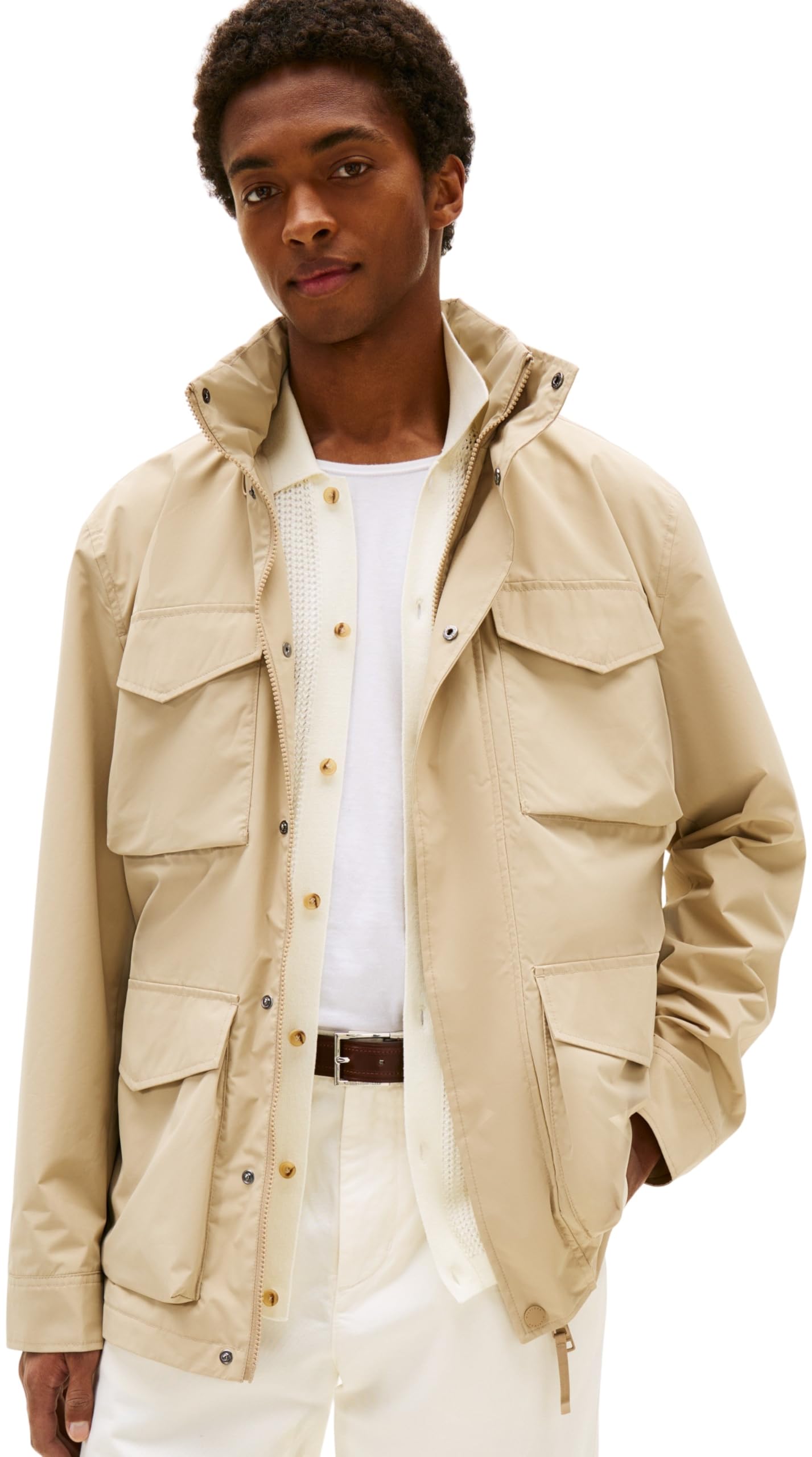 Tommy Hilfiger Men’s Packaway Field Transitional Jacket with Chest Pockets, Beige (Sandalwood), XL